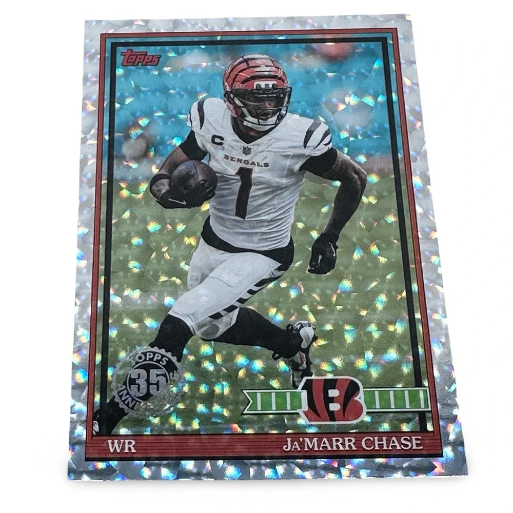 2026 Topps Flagship Ja'Marr Chase 35th Anniversary Mega Silver Crackle 91TF-23